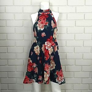 B. Darlin Navy Blue Floral Lace Fit & Flare Formal Vibrant Dress. Size 11/12